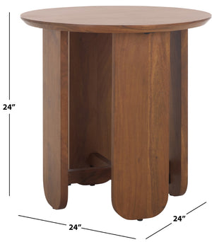 Safavieh Raybelina Round Wood Accent Table Walnut, Iron Wood, Acacia Wood Sfv9741A