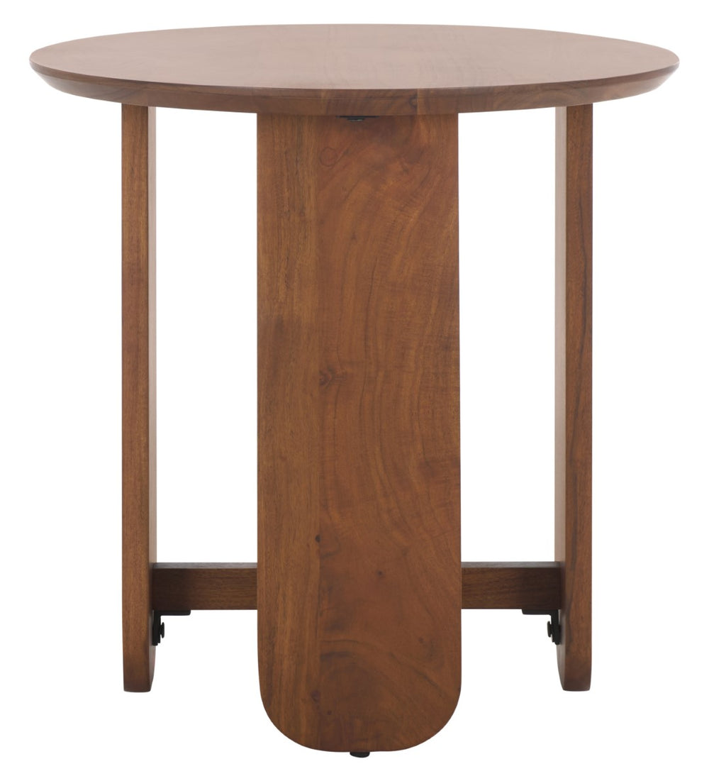 Safavieh Raybelina Round Wood Accent Table Walnut, Iron Wood, Acacia Wood Sfv9741A