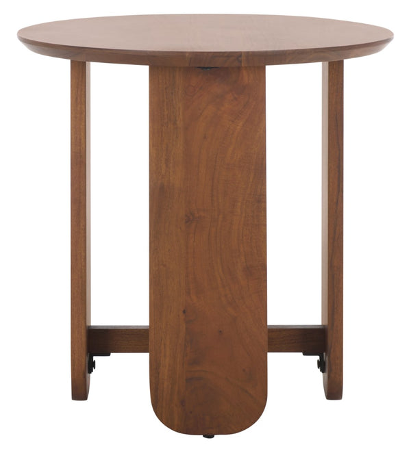 Safavieh Raybelina Round Wood Accent Table Walnut, Iron Wood, Acacia Wood Sfv9741A
