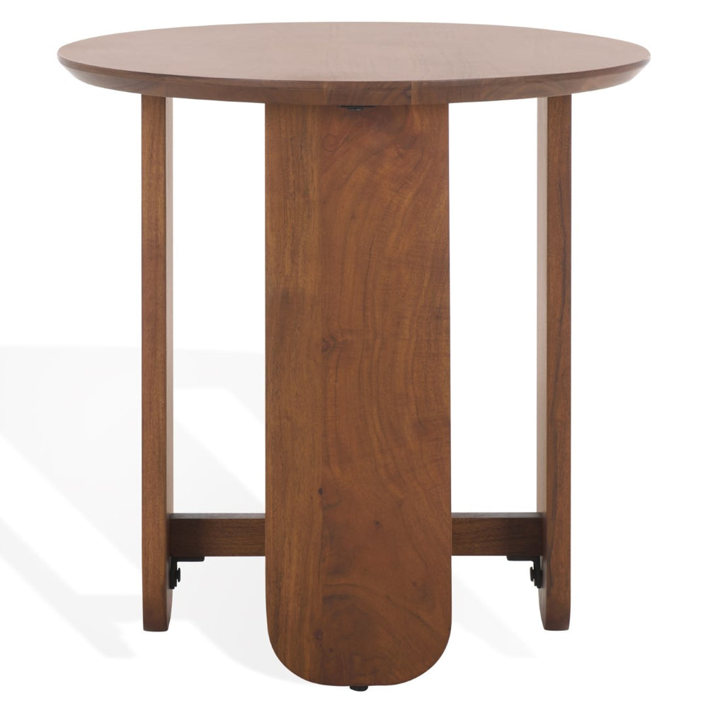 Safavieh Raybelina Round Wood Accent Table Walnut, Iron Wood, Acacia Wood Sfv9741A