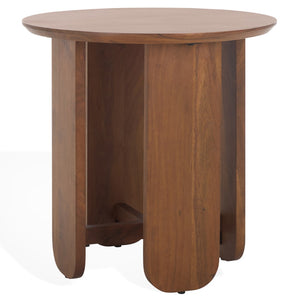 Safavieh Raybelina Round Wood Accent Table Walnut, Iron Wood, Acacia Wood Sfv9741A