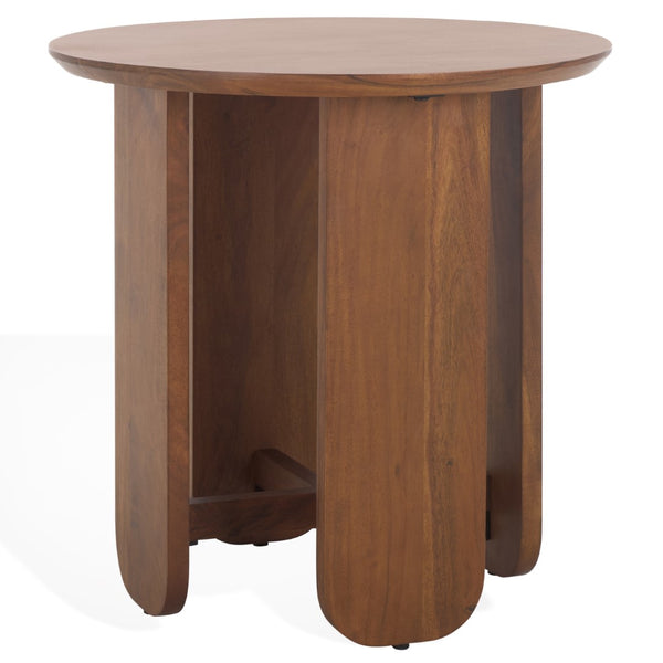 Safavieh Raybelina Round Wood Accent Table Walnut, Iron Wood, Acacia Wood Sfv9741A