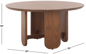 Safavieh Raybelina Round Wood Coffee Table Walnut, Iron Wood, Acacia Wood Sfv9742A