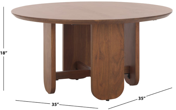 Safavieh Raybelina Round Wood Coffee Table Walnut, Iron Wood, Acacia Wood Sfv9742A