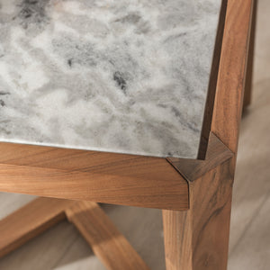 Safavieh Bernardi Marble Top Accent Table - Elevate Your Home Decor With Elegant Acacia Wood And Marble Design Natural ,White Wood ,Marble Sfv9743a-2bx