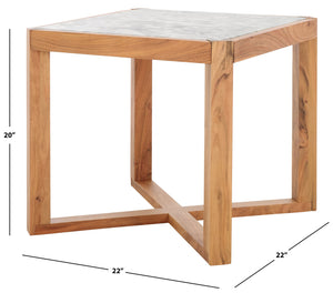 Safavieh Bernardi Marble Top Accent Table - Elevate Your Home Decor With Elegant Acacia Wood And Marble Design Natural ,White Wood ,Marble Sfv9743a-2bx