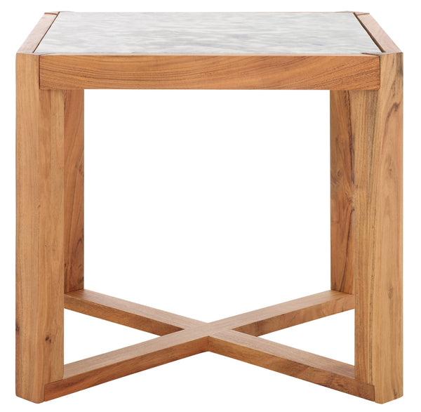 Safavieh Bernardi Marble Top Accent Table - Elevate Your Home Decor With Elegant Acacia Wood And Marble Design Natural ,White Wood ,Marble Sfv9743a-2bx