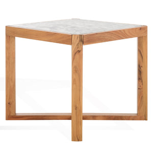 Safavieh Bernardi Marble Top Accent Table - Elevate Your Home Decor With Elegant Acacia Wood And Marble Design Natural ,White Wood ,Marble Sfv9743a-2bx