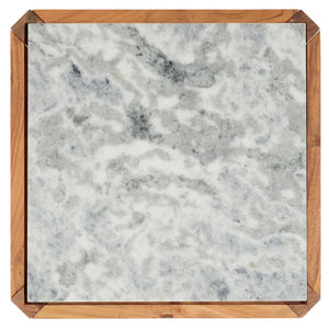 Safavieh Bernardi Marble Top Accent Table - Elevate Your Home Decor With Elegant Acacia Wood And Marble Design Natural ,White Wood ,Marble Sfv9743a-2bx