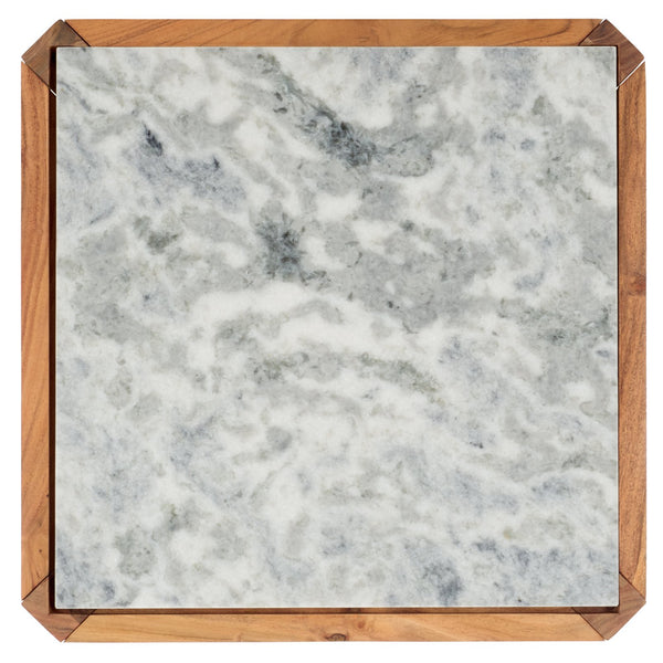 Safavieh Bernardi Marble Top Accent Table - Elevate Your Home Decor With Elegant Acacia Wood And Marble Design Natural ,White Wood ,Marble Sfv9743a-2bx