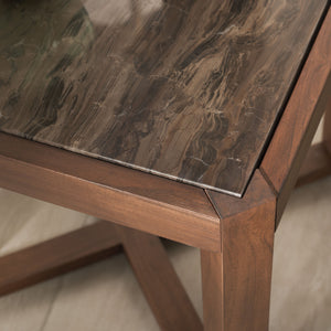 Safavieh Bernardi Marble Top Accent Table - Elevate Your Home Decor With Elegant Acacia Wood And Marble Design Walnut ,Brown Wood ,Marble Sfv9743b-2bx