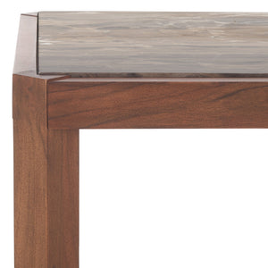 Safavieh Bernardi Marble Top Accent Table - Elevate Your Home Decor With Elegant Acacia Wood And Marble Design Walnut ,Brown Wood ,Marble Sfv9743b-2bx