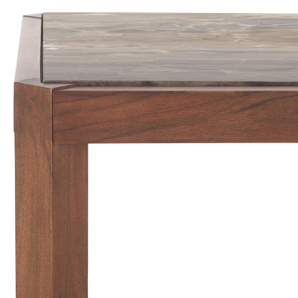 Safavieh Bernardi Marble Top Accent Table - Elevate Your Home Decor With Elegant Acacia Wood And Marble Design Walnut ,Brown Wood ,Marble Sfv9743b-2bx