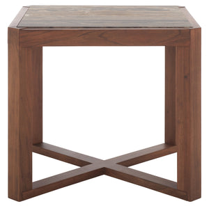 Safavieh Bernardi Marble Top Accent Table - Elevate Your Home Decor With Elegant Acacia Wood And Marble Design Walnut ,Brown Wood ,Marble Sfv9743b-2bx