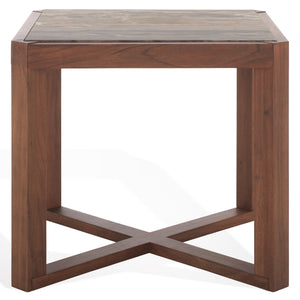 Safavieh Bernardi Marble Top Accent Table - Elevate Your Home Decor With Elegant Acacia Wood And Marble Design Walnut ,Brown Wood ,Marble Sfv9743b-2bx