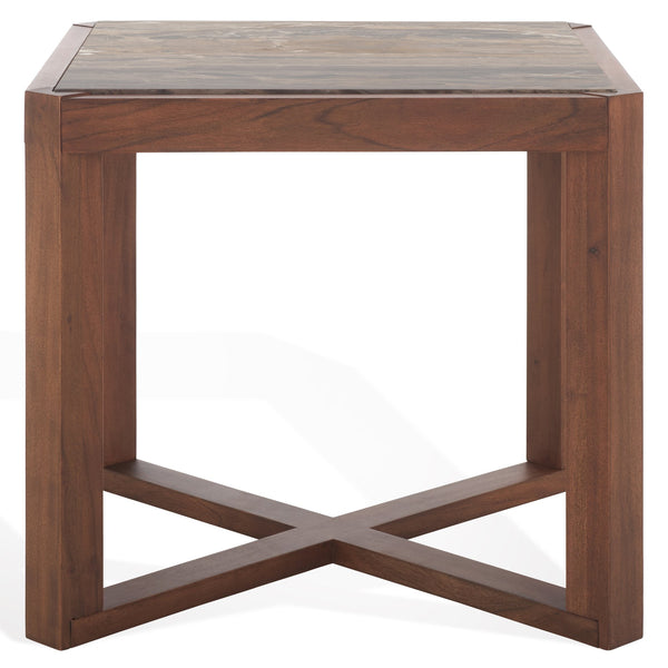 Safavieh Bernardi Marble Top Accent Table - Elevate Your Home Decor With Elegant Acacia Wood And Marble Design Walnut ,Brown Wood ,Marble Sfv9743b-2bx