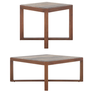 Safavieh Bernardi Marble Top Coffee Table - Luxurious Acacia Wood Design For Modern And Traditional Homes Walnut ,Brown Wood ,Marble Sfv9744b-2bx