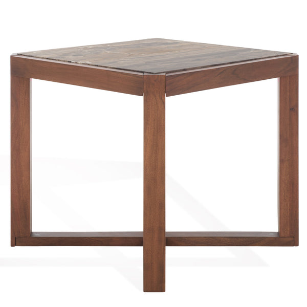 Safavieh Bernardi Marble Top Accent Table - Elevate Your Home Decor With Elegant Acacia Wood And Marble Design Walnut ,Brown Wood ,Marble Sfv9743b-2bx