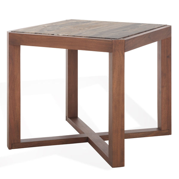 Safavieh Bernardi Marble Top Accent Table - Elevate Your Home Decor With Elegant Acacia Wood And Marble Design Walnut ,Brown Wood ,Marble Sfv9743b-2bx