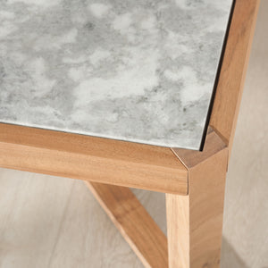 Safavieh Bernardi Marble Top Coffee Table - Luxurious Acacia Wood Design For Modern And Traditional Homes Natural ,White Wood ,Marble Sfv9744a-2bx