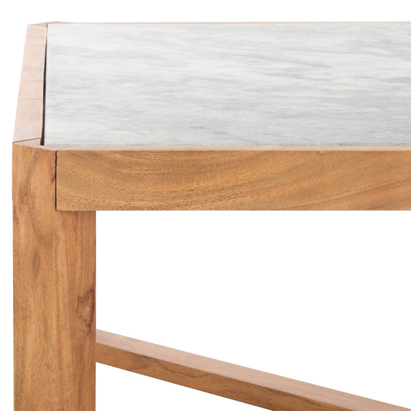 Safavieh Bernardi Marble Top Coffee Table - Luxurious Acacia Wood Design For Modern And Traditional Homes Natural ,White Wood ,Marble Sfv9744a-2bx