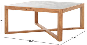 Safavieh Bernardi Marble Top Coffee Table - Luxurious Acacia Wood Design For Modern And Traditional Homes Natural ,White Wood ,Marble Sfv9744a-2bx