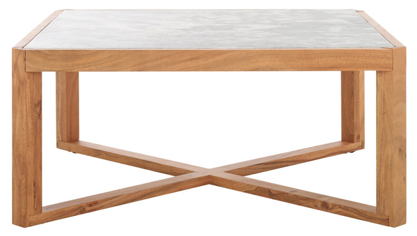 Safavieh Bernardi Marble Top Coffee Table - Luxurious Acacia Wood Design For Modern And Traditional Homes Natural ,White Wood ,Marble Sfv9744a-2bx