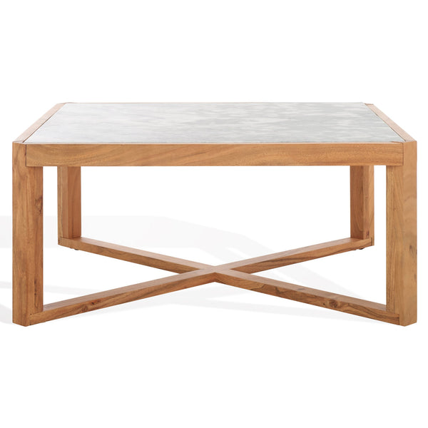 Safavieh Bernardi Marble Top Coffee Table - Luxurious Acacia Wood Design For Modern And Traditional Homes Natural ,White Wood ,Marble Sfv9744a-2bx