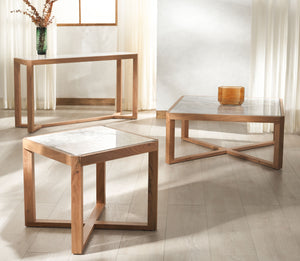 Safavieh Bernardi Marble Top Coffee Table - Luxurious Acacia Wood Design For Modern And Traditional Homes Natural ,White Wood ,Marble Sfv9744a-2bx