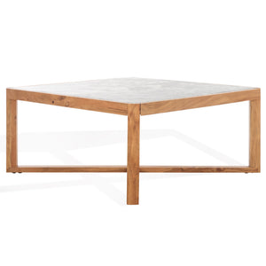 Safavieh Bernardi Marble Top Coffee Table - Luxurious Acacia Wood Design For Modern And Traditional Homes Natural ,White Wood ,Marble Sfv9744a-2bx