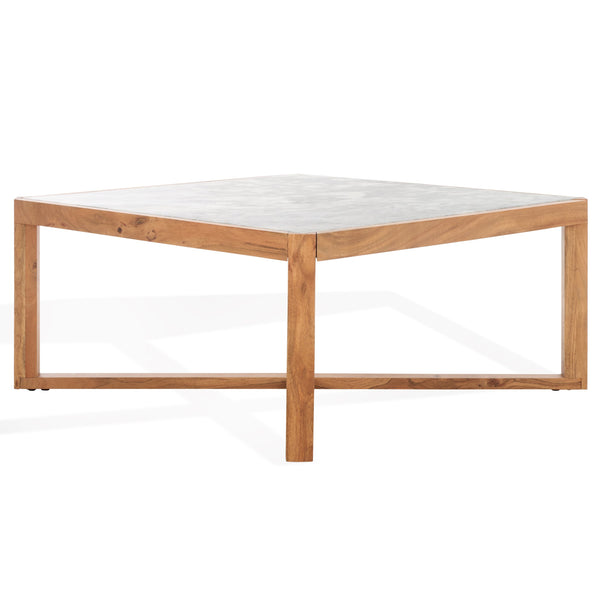 Safavieh Bernardi Marble Top Coffee Table - Luxurious Acacia Wood Design For Modern And Traditional Homes Natural ,White Wood ,Marble Sfv9744a-2bx