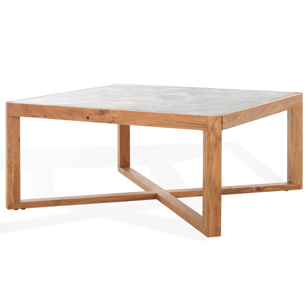 Safavieh Bernardi Marble Top Coffee Table - Luxurious Acacia Wood Design For Modern And Traditional Homes Natural ,White Wood ,Marble Sfv9744a-2bx