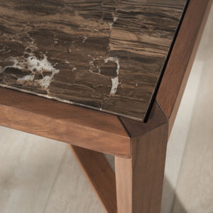 Safavieh Bernardi Marble Top Coffee Table - Luxurious Acacia Wood Design For Modern And Traditional Homes Walnut ,Brown Wood ,Marble Sfv9744b-2bx