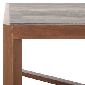 Safavieh Bernardi Marble Top Coffee Table - Luxurious Acacia Wood Design For Modern And Traditional Homes Walnut ,Brown Wood ,Marble Sfv9744b-2bx