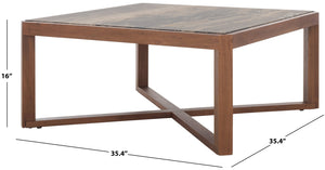 Safavieh Bernardi Marble Top Coffee Table - Luxurious Acacia Wood Design For Modern And Traditional Homes Walnut ,Brown Wood ,Marble Sfv9744b-2bx