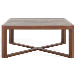 Safavieh Bernardi Marble Top Coffee Table - Luxurious Acacia Wood Design For Modern And Traditional Homes Walnut ,Brown Wood ,Marble Sfv9744b-2bx