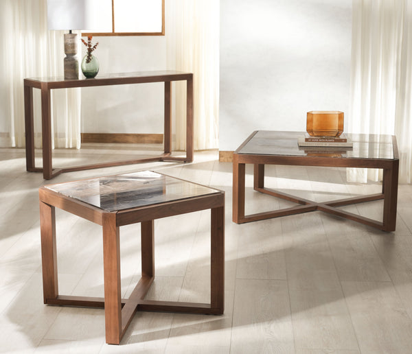 Safavieh Bernardi Marble Top Accent Table - Elevate Your Home Decor With Elegant Acacia Wood And Marble Design Walnut ,Brown Wood ,Marble Sfv9743b-2bx
