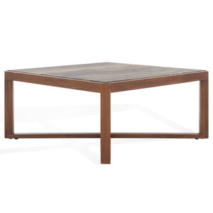 Safavieh Bernardi Marble Top Coffee Table - Luxurious Acacia Wood Design For Modern And Traditional Homes Walnut ,Brown Wood ,Marble Sfv9744b-2bx