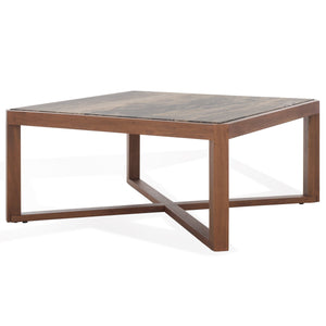 Safavieh Bernardi Marble Top Coffee Table - Luxurious Acacia Wood Design For Modern And Traditional Homes Walnut ,Brown Wood ,Marble Sfv9744b-2bx