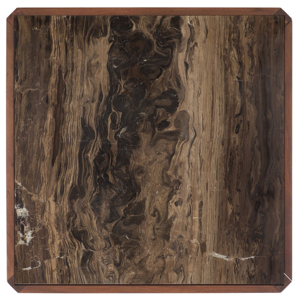 Safavieh Bernardi Marble Top Coffee Table - Luxurious Acacia Wood Design For Modern And Traditional Homes Walnut ,Brown Wood ,Marble Sfv9744b-2bx