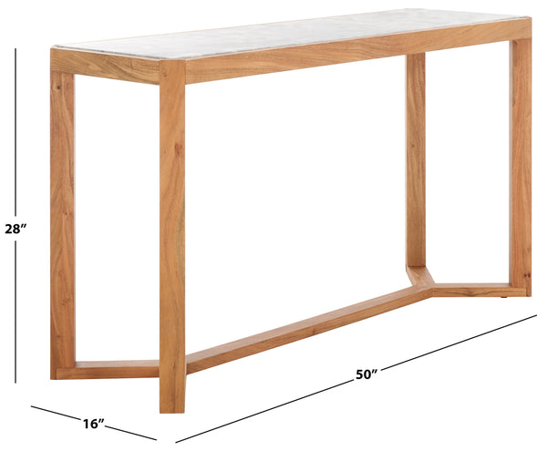 Safavieh Bernardi Marble Top Console Table - Elegant Acacia Wood Frame With Opulent Marble Surface For Style Natural ,White Wood ,Marble Sfv9745a-2bx