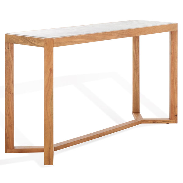 Safavieh Bernardi Marble Top Console Table - Elegant Acacia Wood Frame With Opulent Marble Surface For Style Natural ,White Wood ,Marble Sfv9745a-2bx