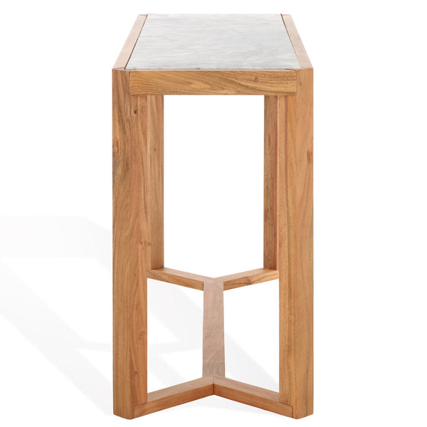 Safavieh Bernardi Marble Top Console Table - Elegant Acacia Wood Frame With Opulent Marble Surface For Style Natural ,White Wood ,Marble Sfv9745a-2bx