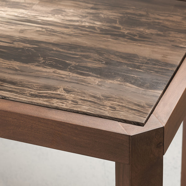 Safavieh Bernardi Marble Top Console Table - Elegant Acacia Wood Frame With Opulent Marble Surface For Style Walnut ,Brown Wood ,Marble Sfv9745b-2bx