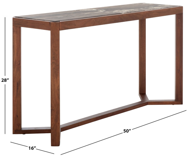 Safavieh Bernardi Marble Top Console Table - Elegant Acacia Wood Frame With Opulent Marble Surface For Style Walnut ,Brown Wood ,Marble Sfv9745b-2bx