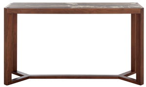 Safavieh Bernardi Marble Top Console Table - Elegant Acacia Wood Frame With Opulent Marble Surface For Style Walnut ,Brown Wood ,Marble Sfv9745b-2bx