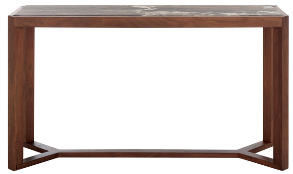 Safavieh Bernardi Marble Top Console Table - Elegant Acacia Wood Frame With Opulent Marble Surface For Style Walnut ,Brown Wood ,Marble Sfv9745b-2bx