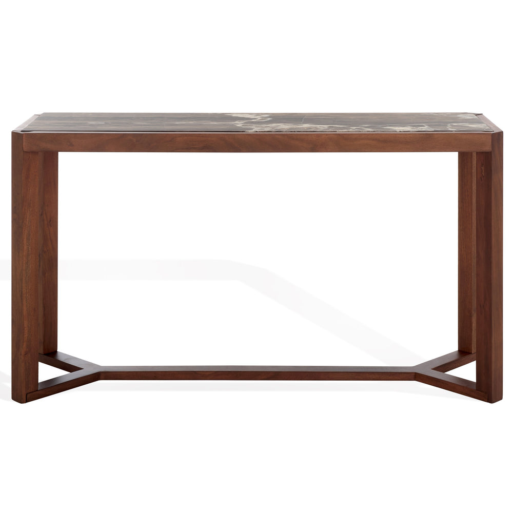 Safavieh Bernardi Marble Top Console Table - Elegant Acacia Wood Frame With Opulent Marble Surface For Style Walnut ,Brown Wood ,Marble Sfv9745b-2bx