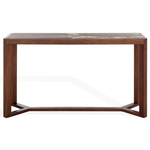 Safavieh Bernardi Marble Top Console Table - Elegant Acacia Wood Frame With Opulent Marble Surface For Style Walnut ,Brown Wood ,Marble Sfv9745b-2bx