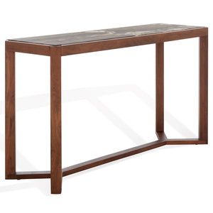 Safavieh Bernardi Marble Top Console Table - Elegant Acacia Wood Frame With Opulent Marble Surface For Style Walnut ,Brown Wood ,Marble Sfv9745b-2bx
